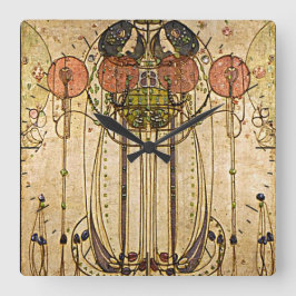 Tijdstuk kunst Gesso Wall Frieze Vierkante Klok