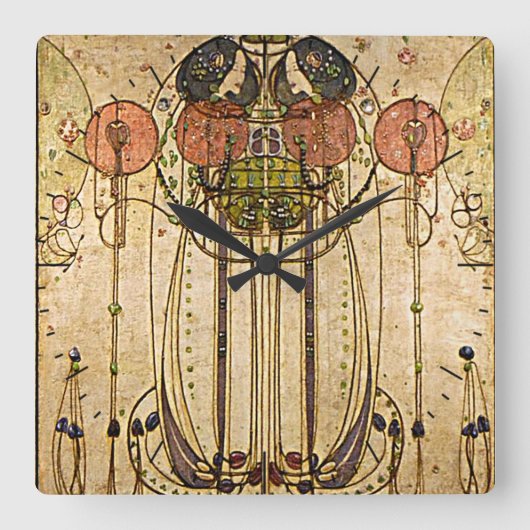 Tijdstuk  kunst Gesso Wall Frieze Vierkante Klok (Voorkant)