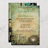 -tijdstuk twee wordt één bruiloft uitnodigen kaart (Voorkant / Achterkant)