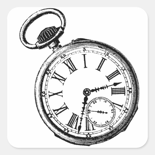 Tijdstuk voor kantelen van Clock Pocket Watch Face Vierkante Sticker (Voorkant)