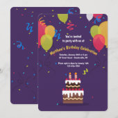 Tijduitnodiging voor verjaardagsfeestdag kaart (Voorkant / Achterkant)