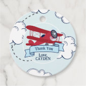 Tijdvliegdag vliegend vliegtuig bedankjes labels (Voorkant)