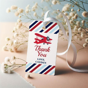 Tijdvliegdag vliegend vliegtuig cadeaulabel