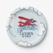 Tijdvliegdag vliegend vliegtuig papieren bordje (Voorkant)