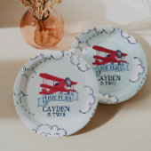 Tijdvliegdag vliegend vliegtuig papieren bordje