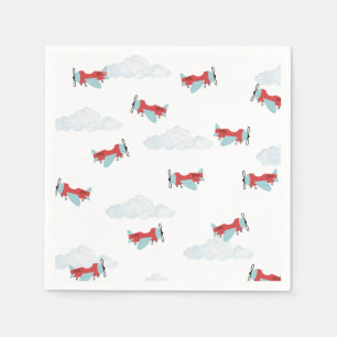 Tijdvliegdag vliegend vliegtuig servet