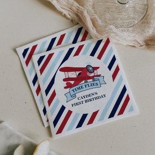 Tijdvliegdag vliegend vliegtuig servet