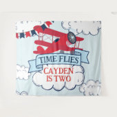 Tijdvliegdag vliegend vliegtuig wandkleed (Voorkant (horizontaal))