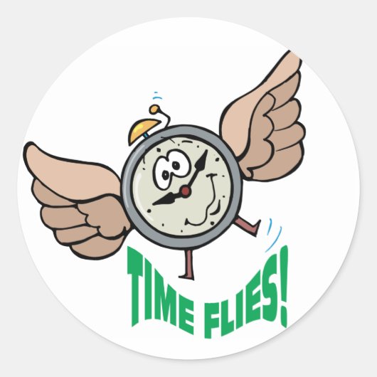 Tijdvliegen Ronde Sticker (Voorkant)
