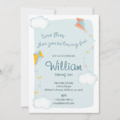 Tijdvliegen, uitnodiging voor geboorte met vlieger (Voorkant)