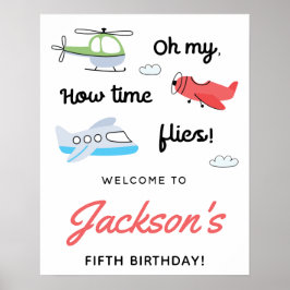 Tijdvliegers helikopter Birthday Welkom Poster