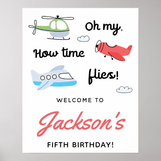 Tijdvliegers helikopter Birthday Welkom Poster (Voorkant)
