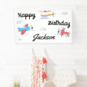 Tijdvliegers vliegende helikopter Happy Birthday Spandoek (Insitu)