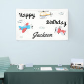 Tijdvliegers vliegende helikopter Happy Birthday Spandoek (Beurs)