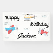 Tijdvliegers vliegende helikopter Happy Birthday Spandoek (Horizontaal)