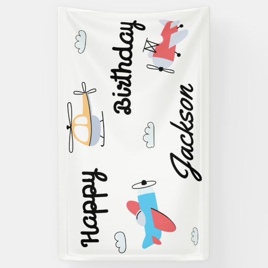 Tijdvliegers vliegende helikopter Happy Birthday Spandoek (Verticaal)