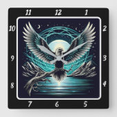 Tijdwaarnemer Neon Eagle Horizon Vierkante Klok (Voorkant)