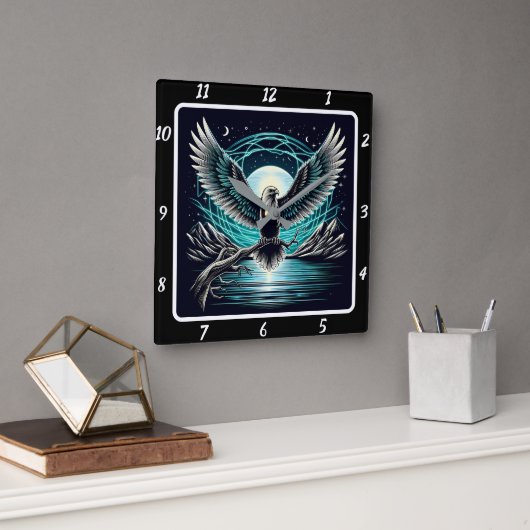 Tijdwaarnemer Neon Eagle Horizon Vierkante Klok (Kantoor)