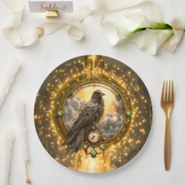 Tijdwaarnemer Raven – Gotische Klokwerken Papieren Bordje