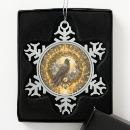 Tijdwaarnemer Raven – Gotische Klokwerken  Tin Sneeuwvlok Ornament
