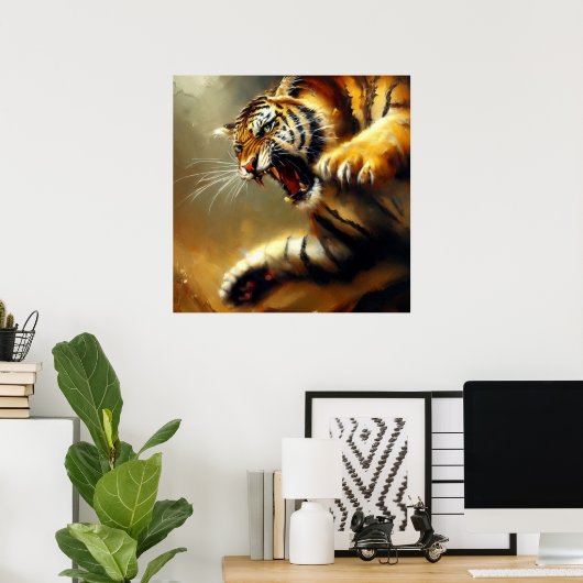 Tijger (12) Wilde kat Poster (Thuiskantoor)