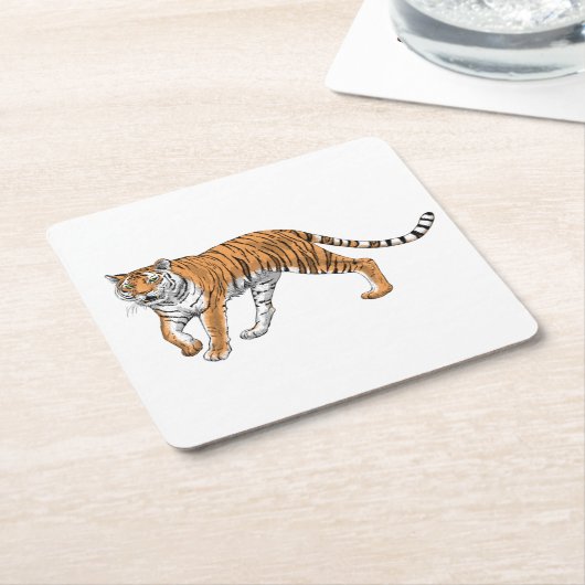 Tijger 2 kartonnen onderzetters (Schuin)