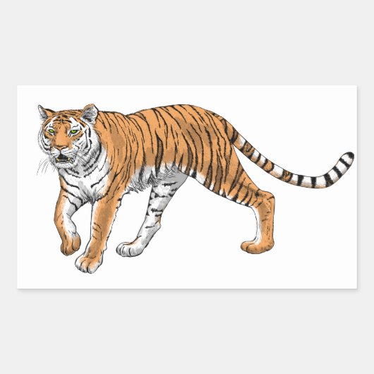 Tijger 2 rechthoekige sticker (Voorkant)