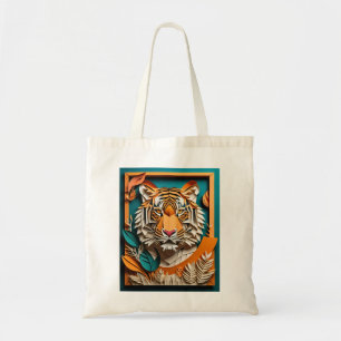 Tijger 3D Papier Kunst Ontwerp T-shirt Tote Bag