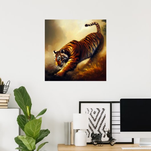 Tijger (4) Wilde kat Poster (Thuiskantoor)