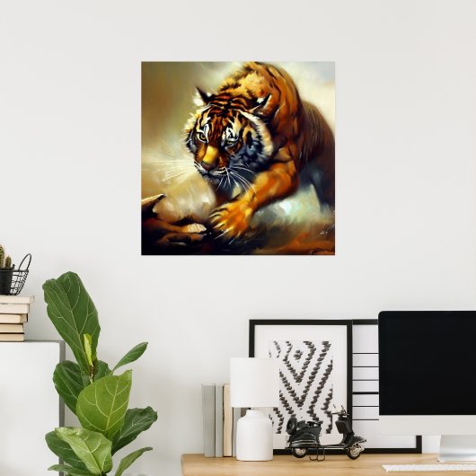 Tijger (8) Wilde kat Poster (Thuiskantoor)