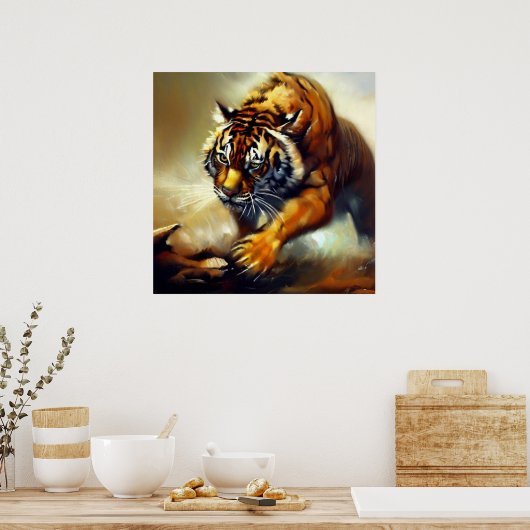Tijger (8) Wilde kat Poster (Keuken)