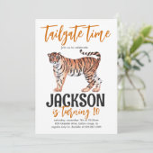 Tijger achterklep verjaardag uitnodigen kaart (Staand voorkant)