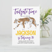 Tijger achterklep verjaardag uitnodigen kaart (Staand voorkant)