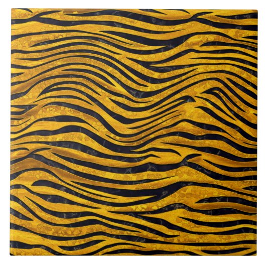 Tijger afdrukken - Gold Clusters Tegeltje (Voorkant)