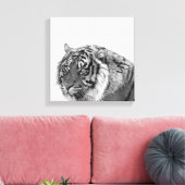 Tijger afrikaans dier foto zwart-wit canvas afdruk (Insitu (Woonkamer))