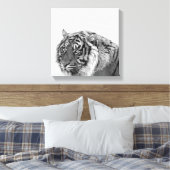 Tijger afrikaans dier foto zwart-wit canvas afdruk (Insitu (Slaapkamer))