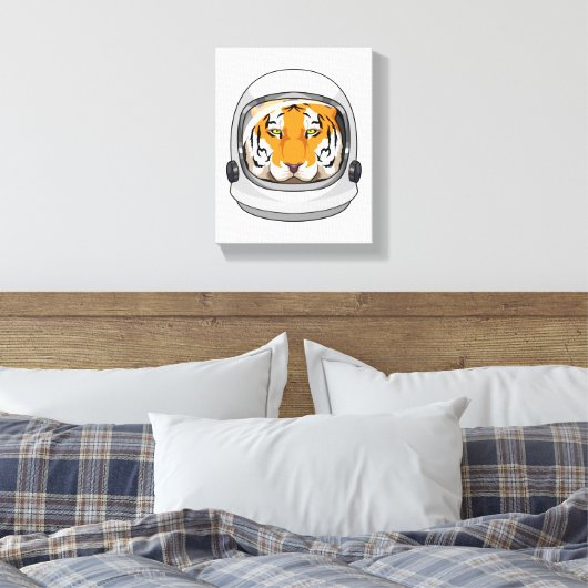 Tijger als astronaut met Helmet Canvas Afdruk (Insitu (Slaapkamer))