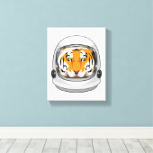 Tijger als astronaut met Helmet Canvas Afdruk (Insitu (Houten vloer))