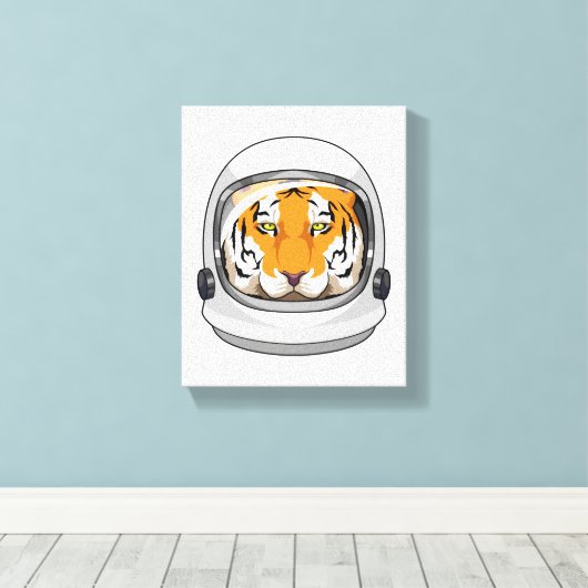 Tijger als astronaut met Helmet Canvas Afdruk (Insitu (Houten vloer))