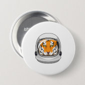 Tijger als astronaut met Helmet Ronde Button 7,6 Cm (Voorkant /achterkant)