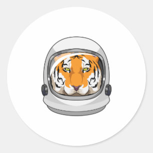 Tijger als astronaut met Helmet Ronde Sticker