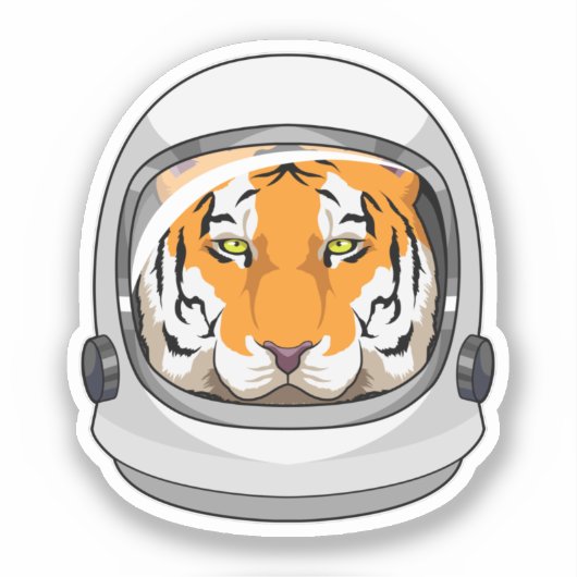 Tijger als astronaut met Helmet Sticker (Voorkant)