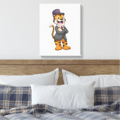 Tijger als bruidegom met jas en hoed canvas afdruk (Insitu (Slaapkamer))