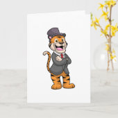 Tijger als bruidegom met jas en hoed kaart (Gele Bloem)