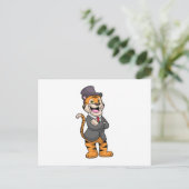 Tijger als Bruidegom met Jas & Hoed Briefkaart (Staand voorkant)