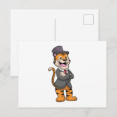 Tijger als Bruidegom met Jas & Hoed Briefkaart (Voorkant / Achterkant)