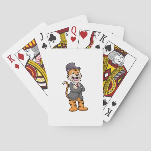 Tijger als Bruidegom met Jas & Hoed Pokerkaarten (Achterkant)