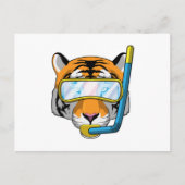 Tijger als duiker met snorkel briefkaart (Voorkant)