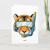 Tijger als duiker met snorkel kaart (Achterkant)