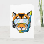 Tijger als duiker met snorkel kaart (Voorkant)